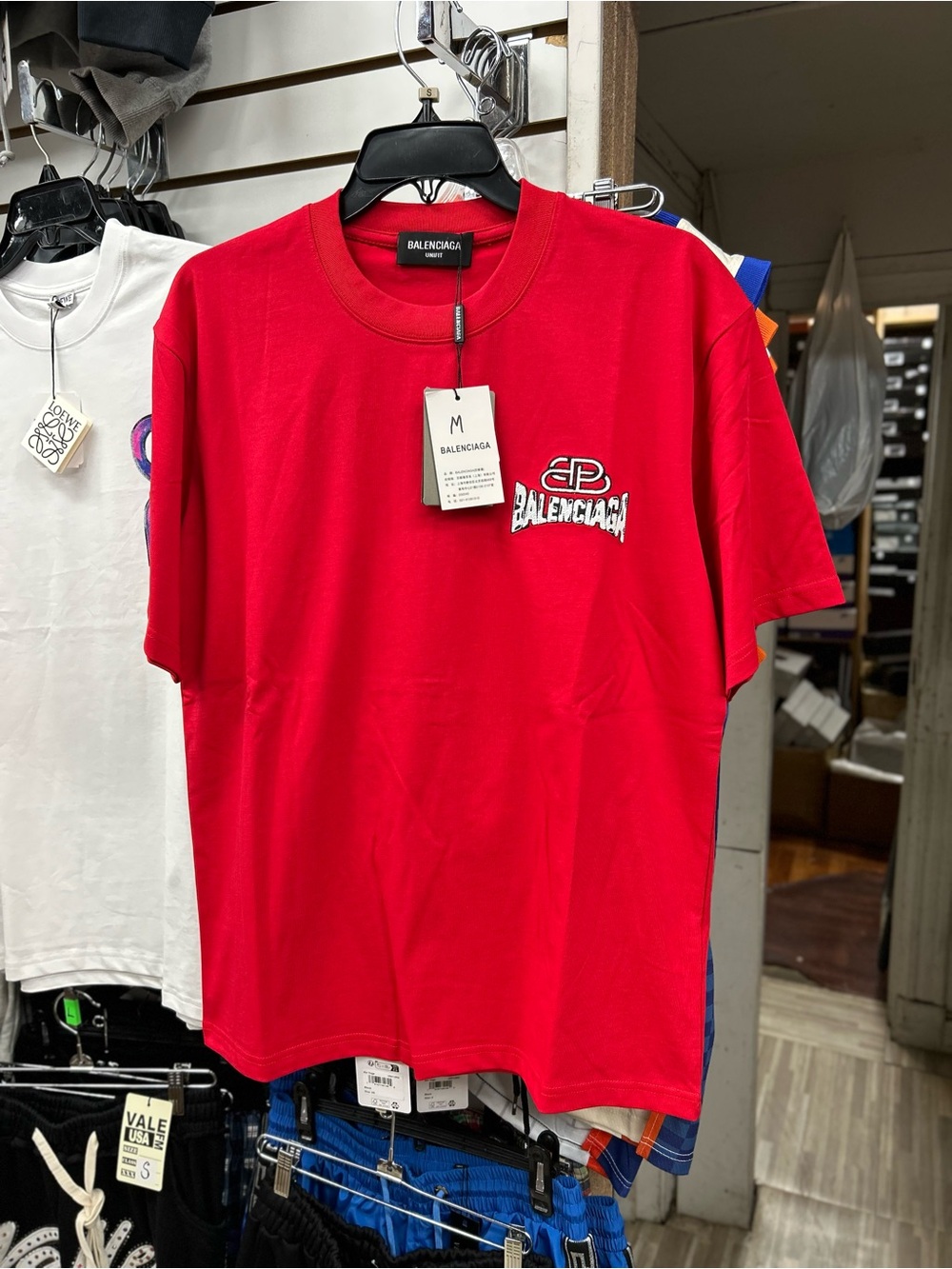 Balenciaga Men’s Bright Red Short-Sleeve Logo Tee